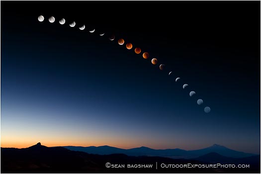 Rights Managed Stock Photo: Lunar Eclipse Over Mt. Shasta