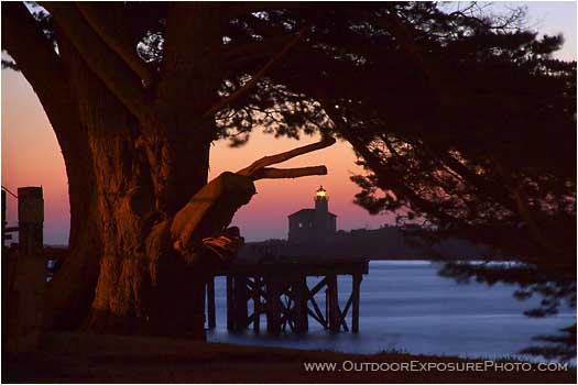 Print: Coquille River Lighthouse at Dusk