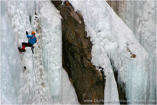 Rights Managed Stock Photo: Rappelling On Ice