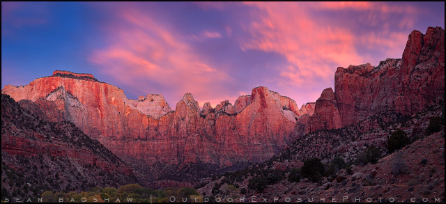 Towers Of The Virgin Panorama Stock Image, Zion, Utah