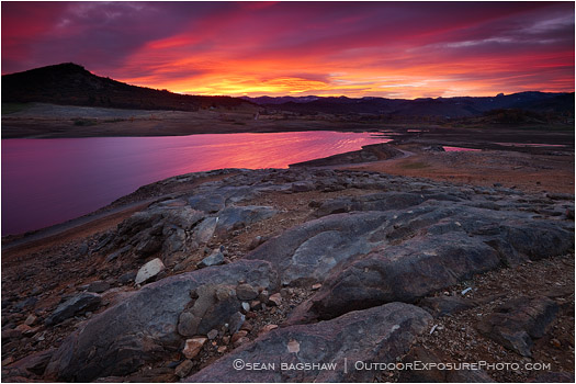 Red Dawn at Emigrant Lake Stock Image, Ashland, Oregon