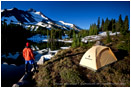 Mt. Jefferson overlooking camp 2 Stock Image Oregon Cascade Range