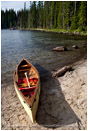 Canoe along Shore Stock Image Waldo Lake, Oregon