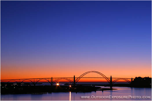 Rights Managed Stock Photo: Yaquina River Bridge at Night