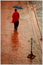 Rights Managed Stock Image: Monk In The Rain