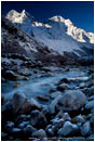 Rights Managed Stock Photo: Sun Rising Above The Imja Khola River