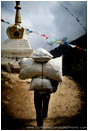 Royalty Free Stock Image: Porter Passing A Stupa