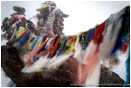 Rights Managed Stock Photo: Prayer Flags In The Fog, Gokyo Ri