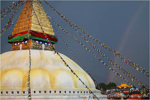 Rights Managed Stock Photo: Boudhanath And Rainbow