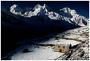 Print: Summer Farm House In The Snow