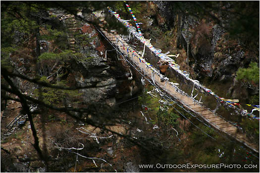 Print: Suspension Bridge Over The Dudh Kosi