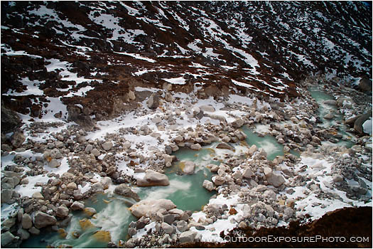 Royalty Free Stock Photo: The Dudh Kosi Emerging From The Ngozumpa Glacier