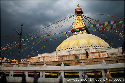 Rights Managed Stock Photo: Dark Clouds Over Boudhanath