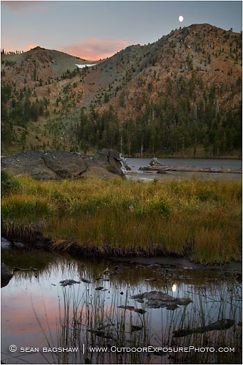 Royalty Free Stock Photo: Moon Over Deadfall Lake