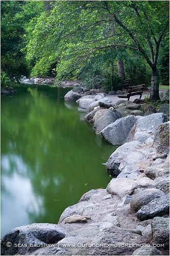 Royalty Free Stock Photo: Upper Duck Pond Park Bench