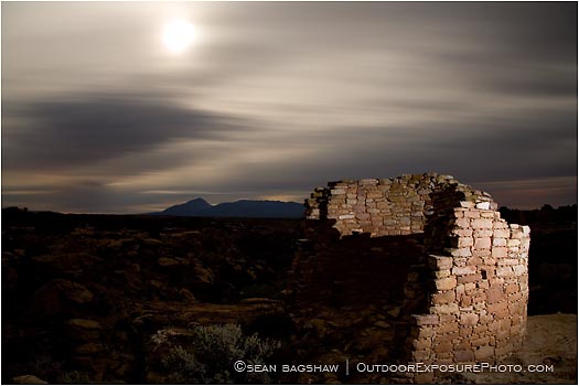 Print: Full Moon and Anasazi Ruin