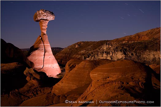 Rights Managed Stock Photo: Toadstool Hoodoo at Night