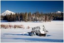 Print: Mt. McLoughlin and Old Barn in Winter