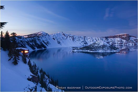 Print: Crater Lake Lookout At Dusk