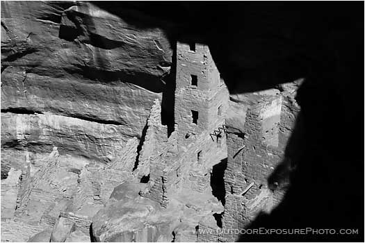 Rights Managed Stock Photo: Square Tower House Black And White