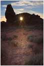 Rights Managed Stock Photo: Sun through Turret Arch