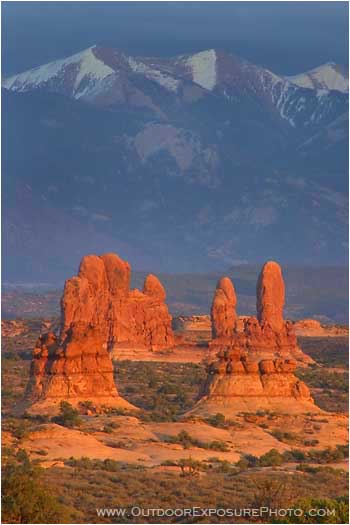 Petrified Dunes and La Sal Mountains Stock Image Arches National Park, Utah