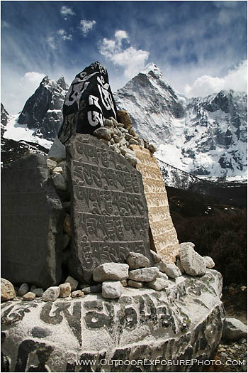Mani Stones Below Ama Dablam Stock Image, Khumbu, Nepal Mani Stones Below Ama Dablam Stock Image, Khumbu, Nepal