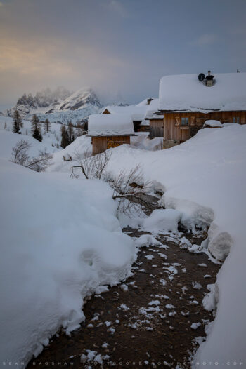 winter stock image, Rifugio Fuciade, moena, italy