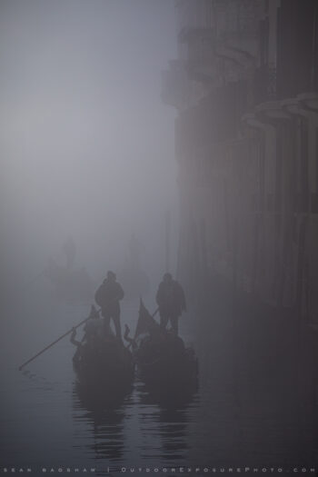Gondoliers in Fog Print, Venice, Italy Gondoliers in Fog Print, Venice, Italy