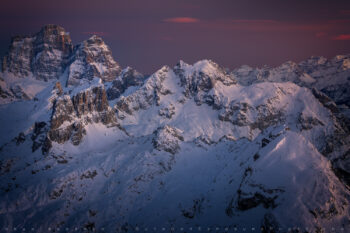 Touching Twilight stock image, dolomite mountains, italy